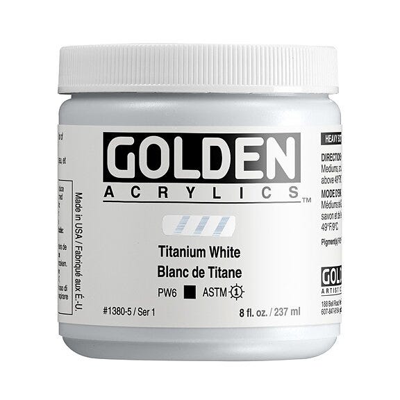 Golden HB Acrylics Titanium White 237ml