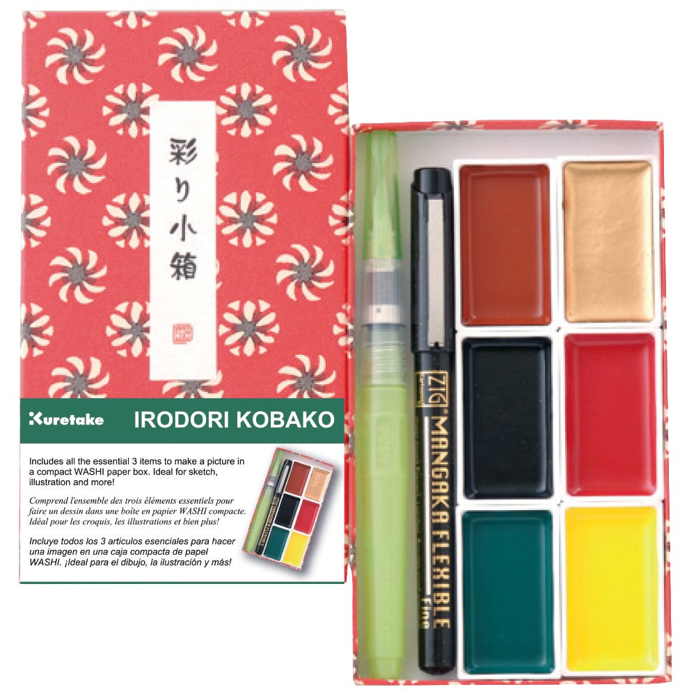 Gansai Tambi Akvarell 6-set Irodori Kobako Red