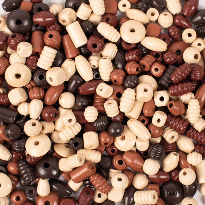 Träpärlmix Naturfärger 250g