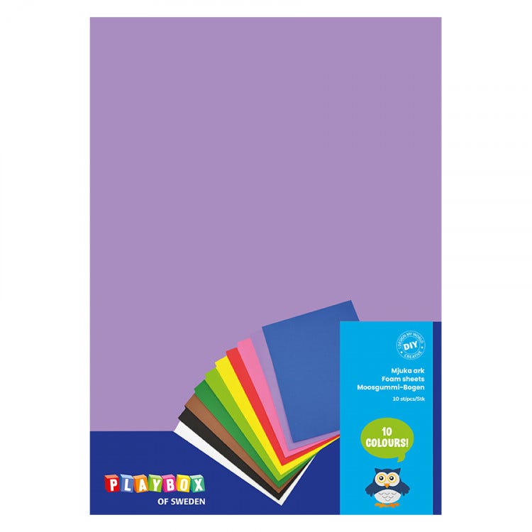 Mossgummi 10ark 30x20cm 10 kulörer