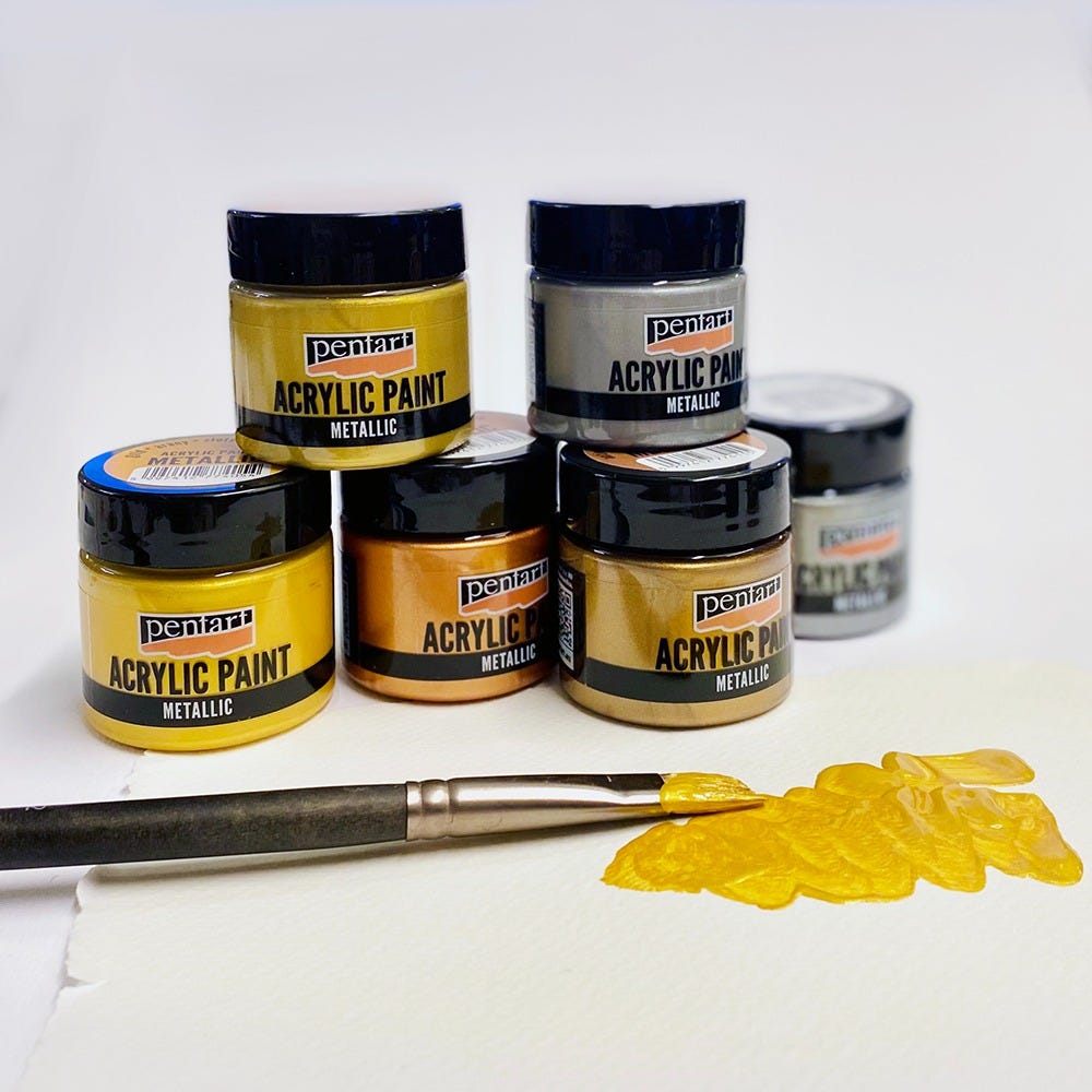 Metallicfärg 6x50ml sorterade guld/silverfärger