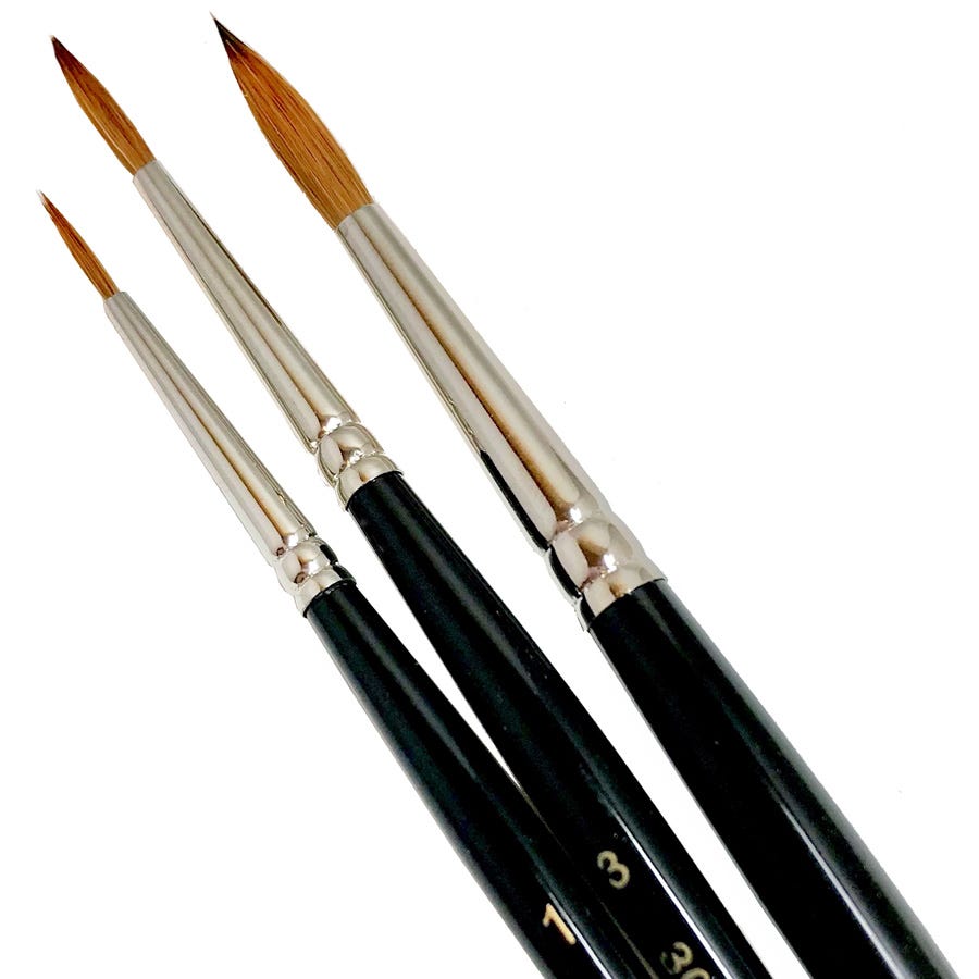 Penselset Mårdhår Kolinsky nr 1, 3, 6.