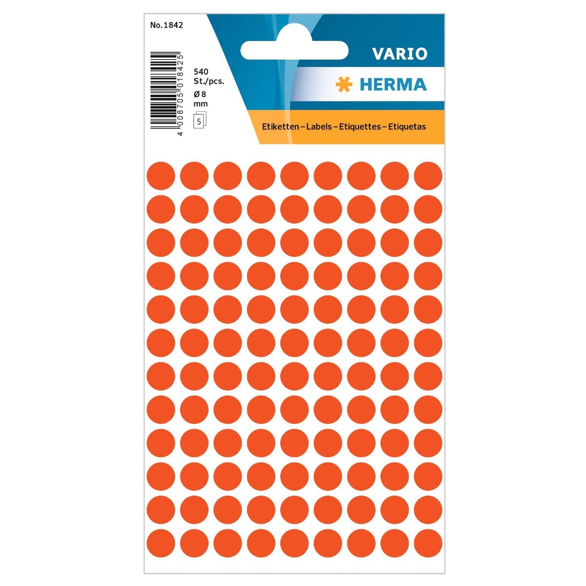 Etikett röd Ø 8mm 540st
