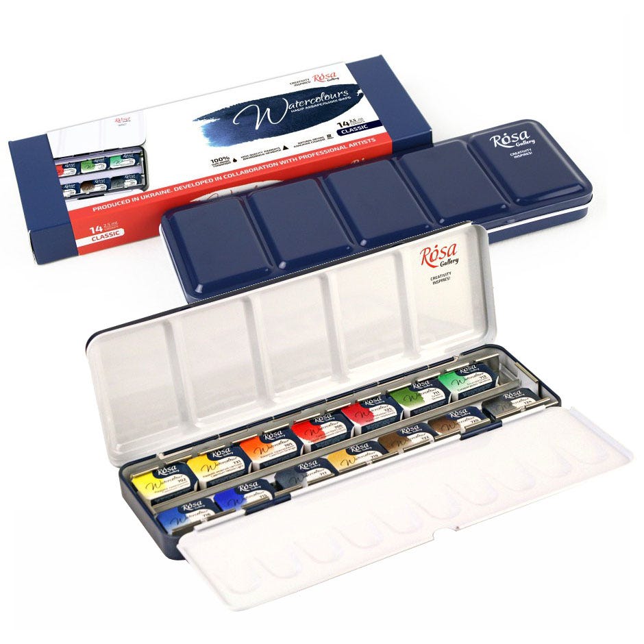 Rosa Gallery akvarell 1/1 14set metallåda