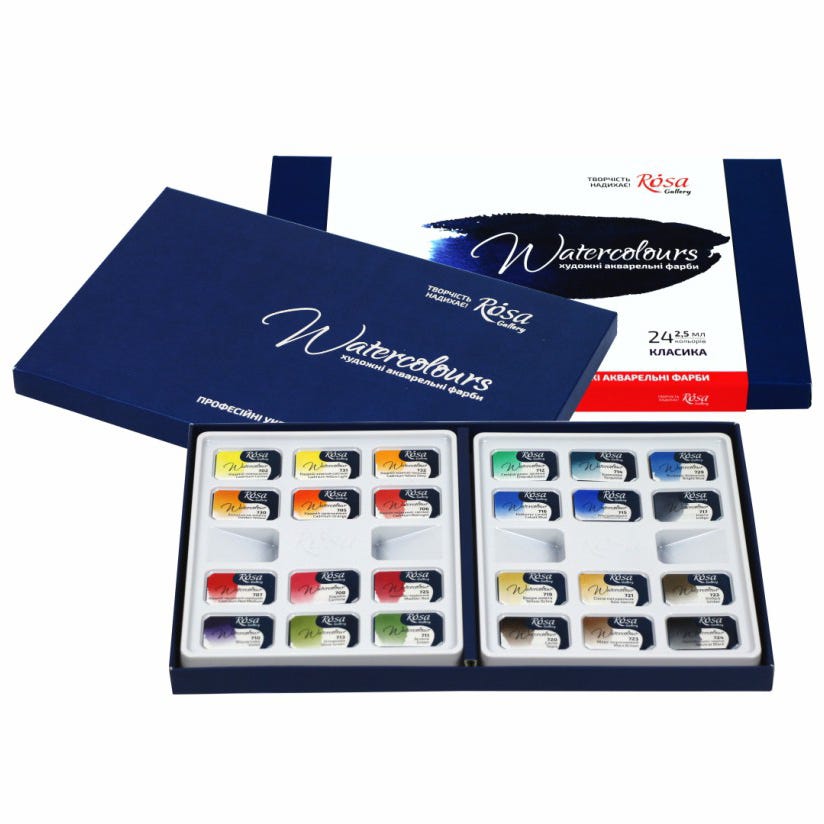 Rosa Gallery akvarell 1/1 24set plastpalett i kartong