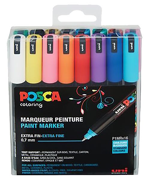 POSCA marker 1MR 16-set standardfärger