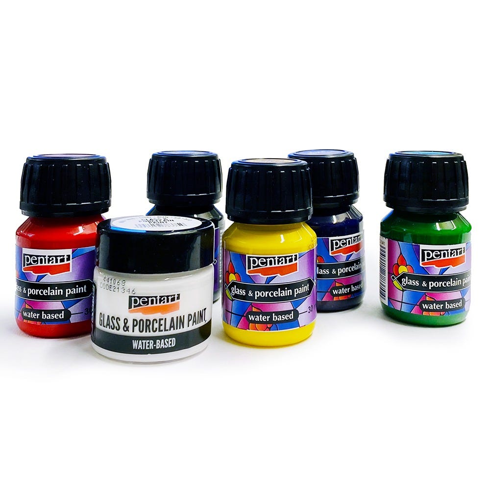 Glas och Porslinsfärg Pentart 30ml 6set