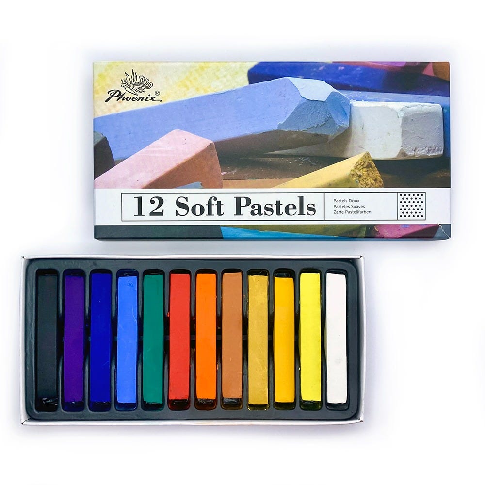 Torrpastell Fyrkantskritor 12set