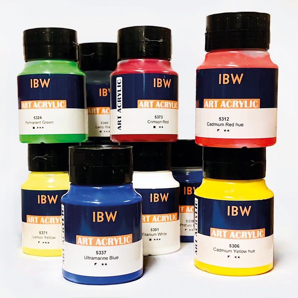 IBW Art Acrylic klassuppsättning 10x500ml sorterade kulörer