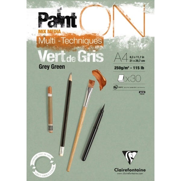 Paint ON block Vert de Gris A4 250g 30ark