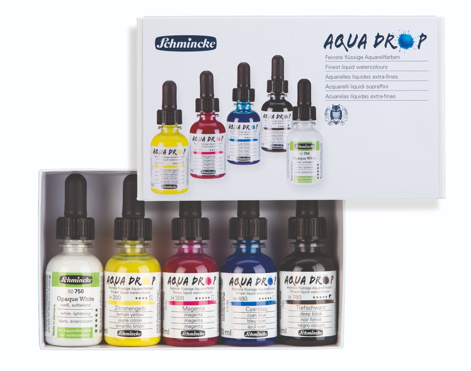 Aqua Drop 5x30ml set Primär + Opaque White Schmincke