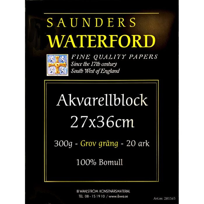 Saunders Waterford akvarellblock 27x36cm Grov 300g 20ark