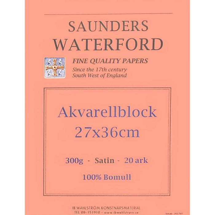 Saunders Waterford akvarellblock 27x36cm Satin 300g 20ark