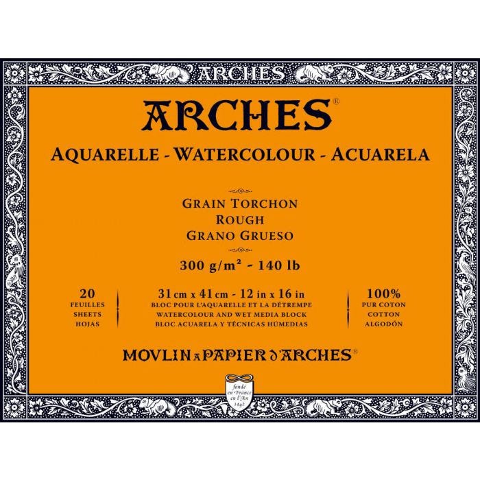 Arches akvarellblock 300g 31x41 Grov 20ark