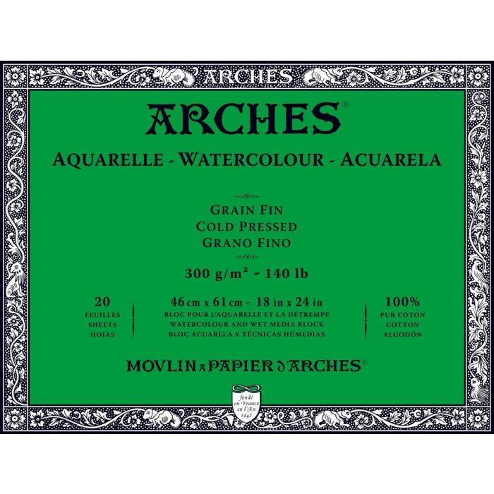 Arches akvarellblock 300g 46x61 Fin 20ark