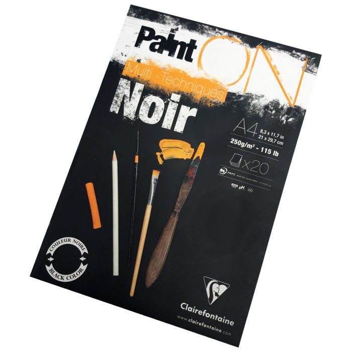 Paint ON block Black A4 250g 20ark