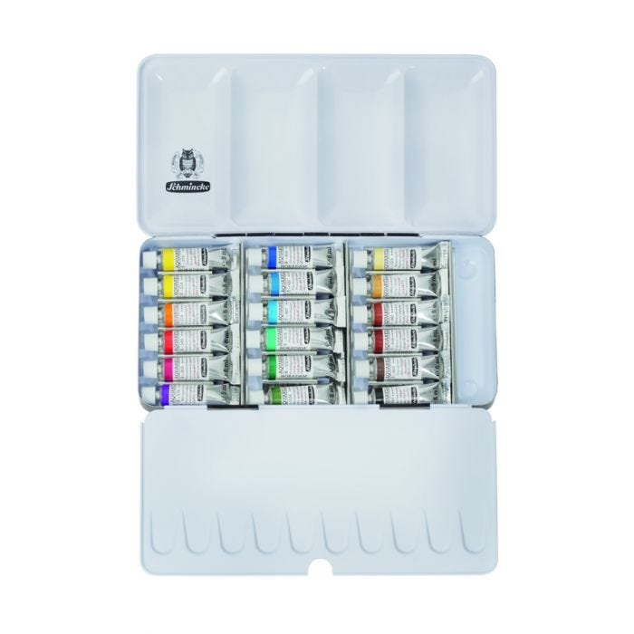Schmincke Horadam 18 x 5ml tuber i metallåda