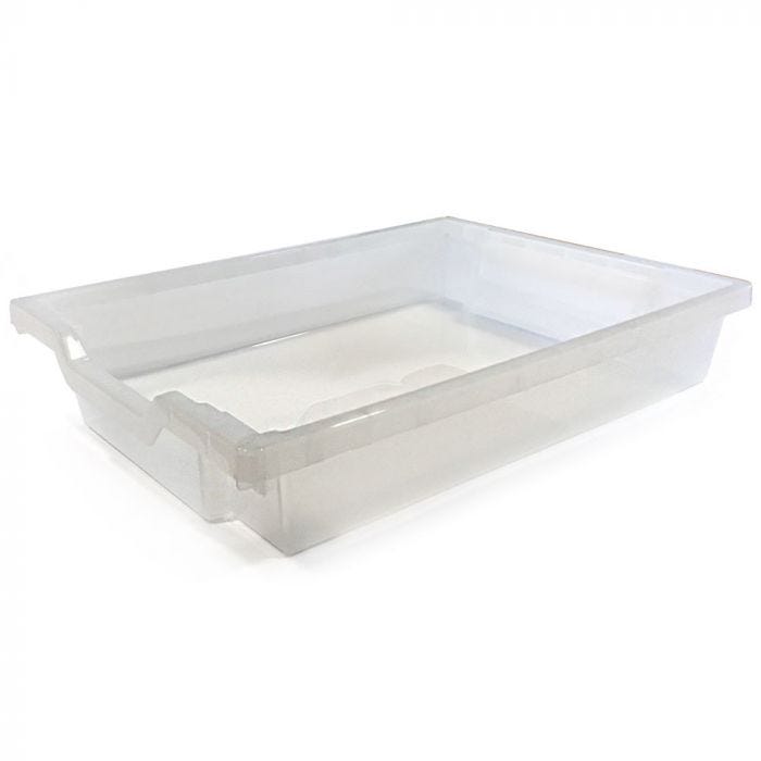 Förvaringsback låg transp. 312x427x75mm (bxlxh)
