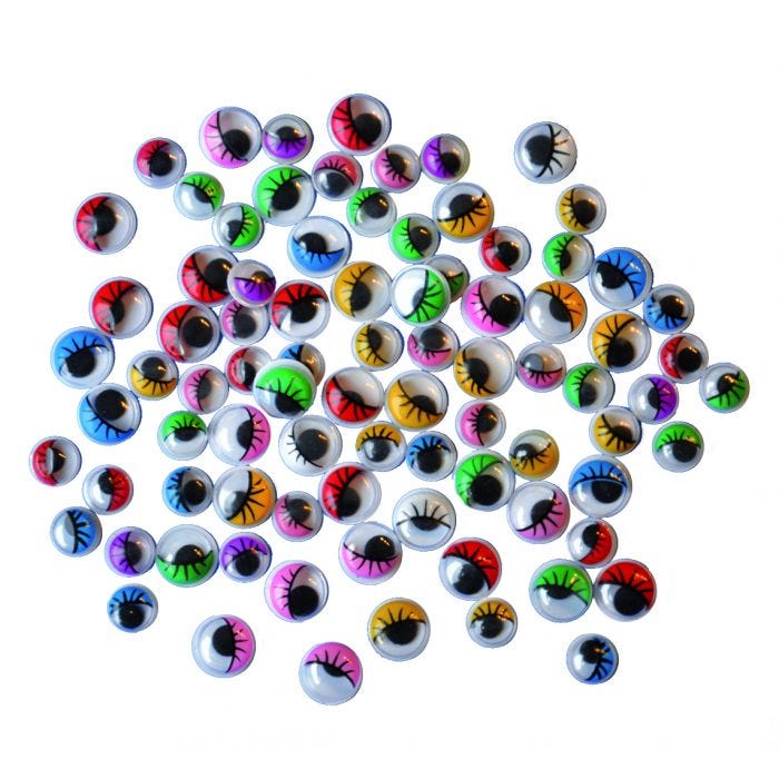 Plastögon färgade m fransar 230/fp