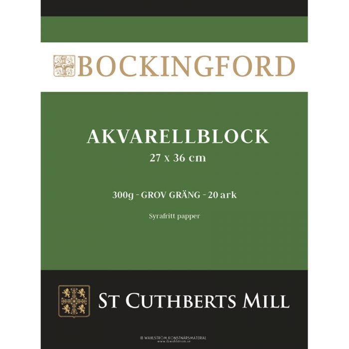 Bockingford block 300g 27x36 Grov 20ark limmad