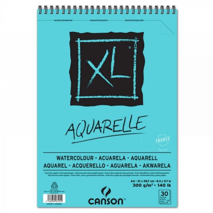 Aquarelle XL spiralblock 300g A4 Fin 30ark