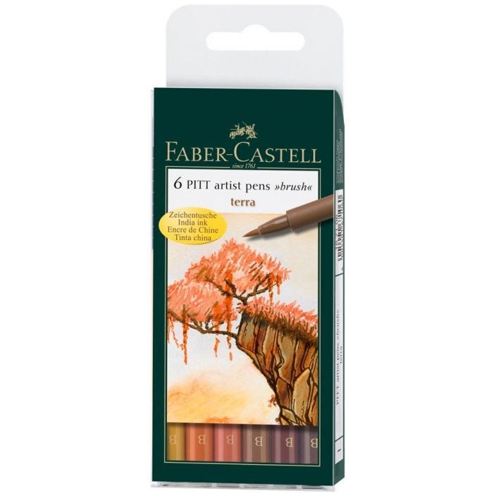 Faber Castell Pitt artist brush pen 6-set jordfärger