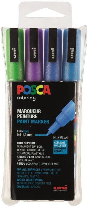 POSCA marker 3M 4-set glitter kalla kulörer