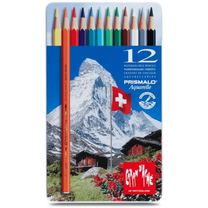 Caran d'Ache akvarellpenna Prismalo 12-set