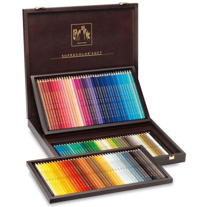 Caran d'Ache akvarell supracolor soft 120-set (träskrin)