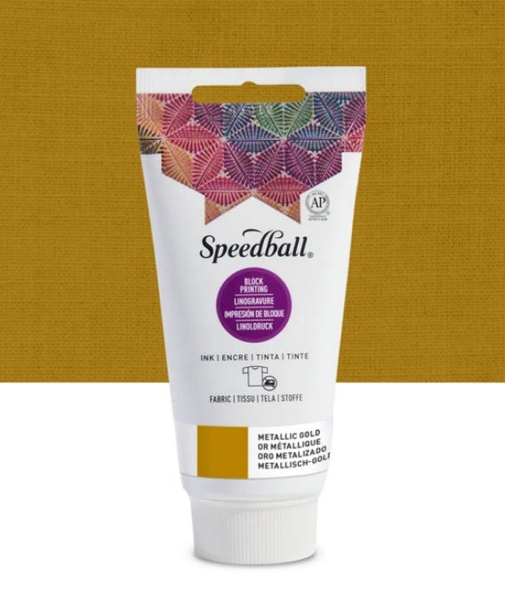 Linofärg textil Speedball Metallic gold 74ml