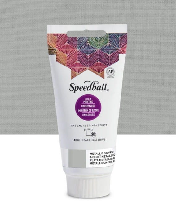 Linofärg textil Speedball Metallic silver 74ml